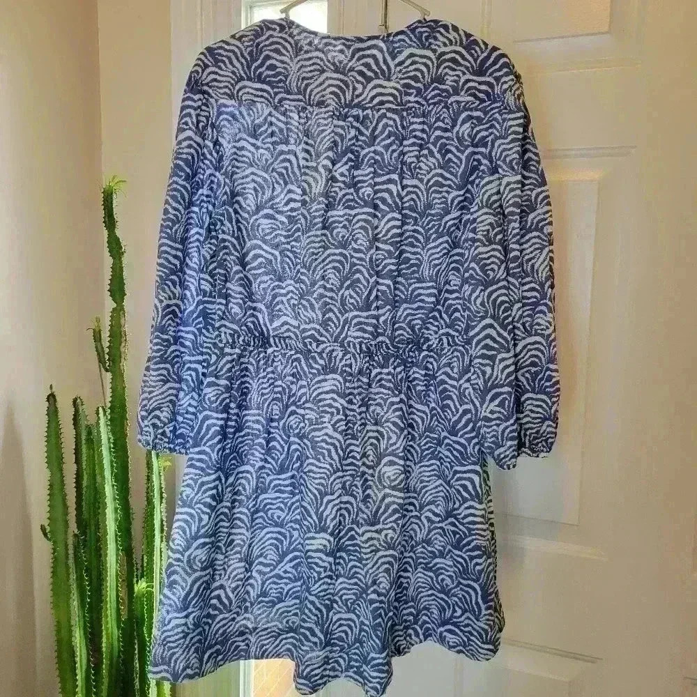 H&M Blue Linen Longsleeve Short Dress, Sz XS - Picture 8 of 10